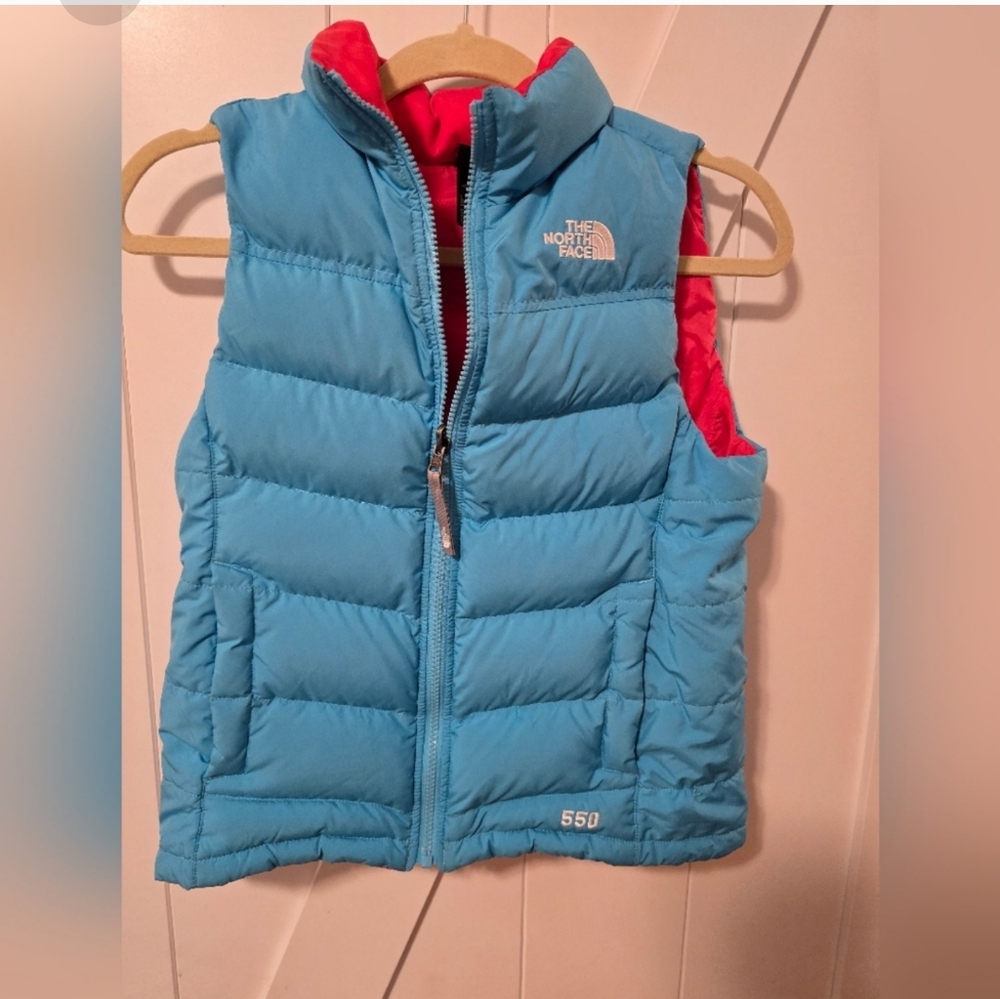 The North Face 550 Kids Girl Full Zip Outdoor Quilt Puffer Vest Blue Medium - Picture 1 of 2
